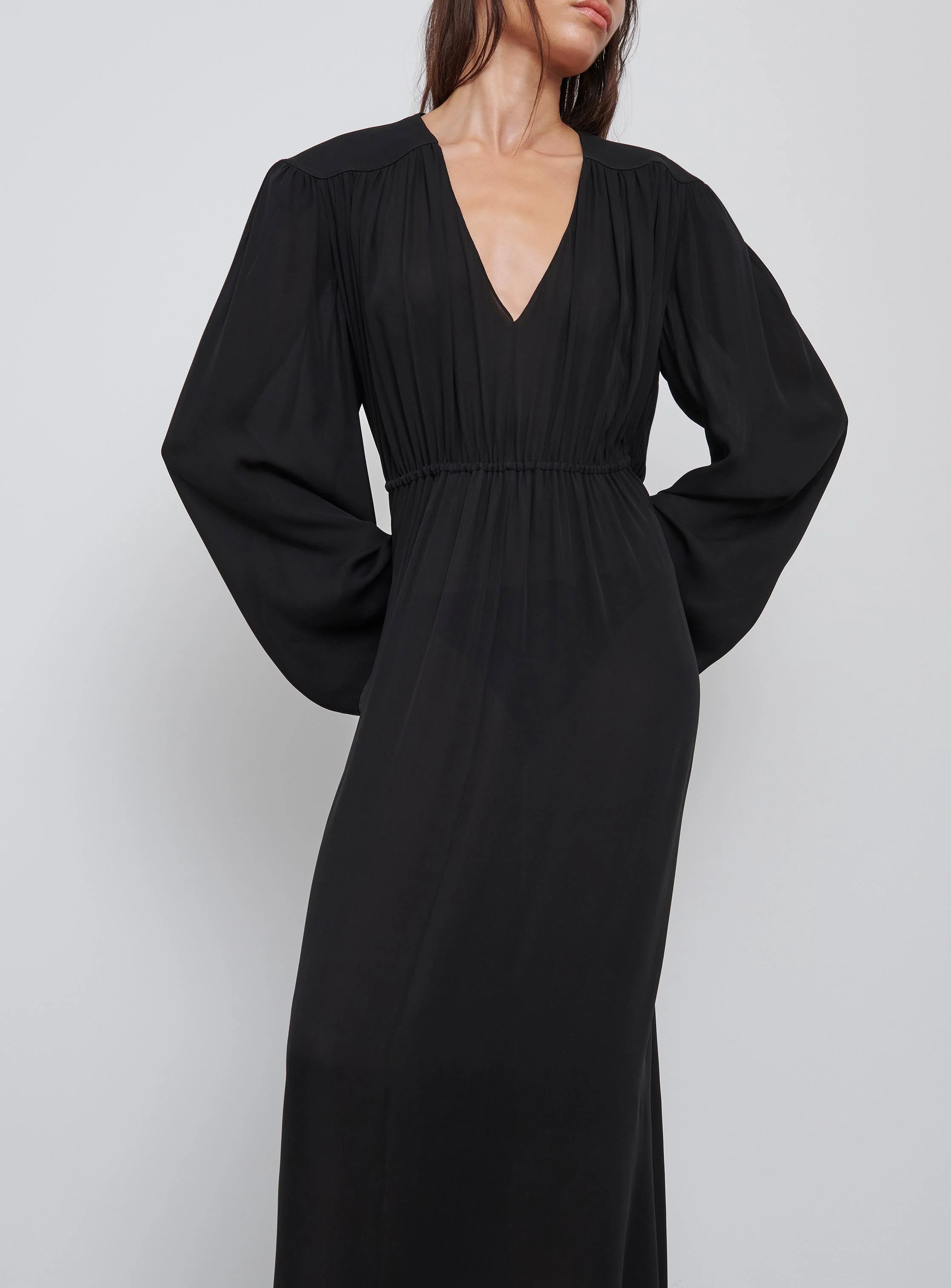 Gathered V-Neck Dress - Image 4
