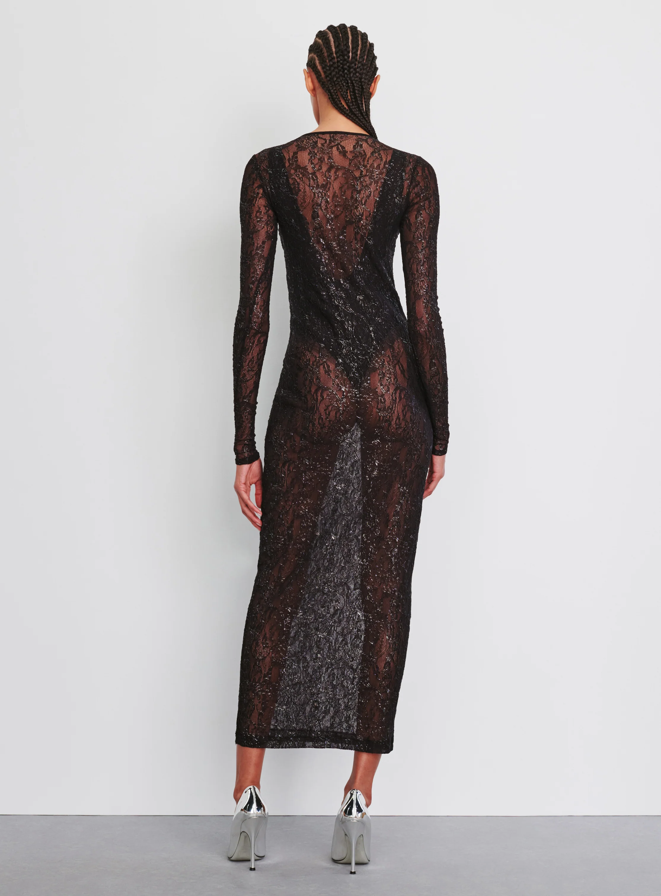 Metallic Lace Dress Midi - Image 3