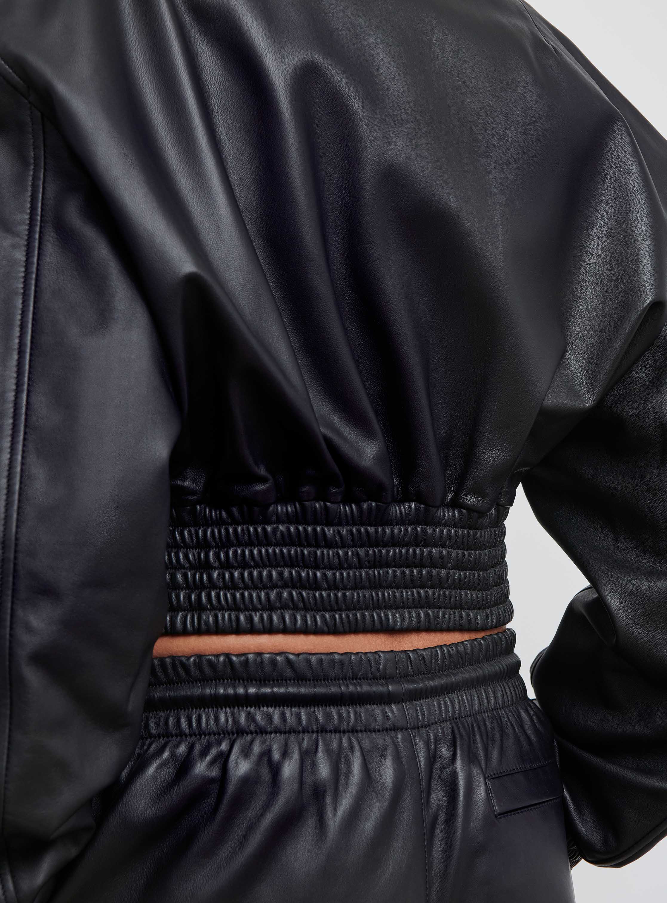 Leather Tailored Crop Bomber - Image 10