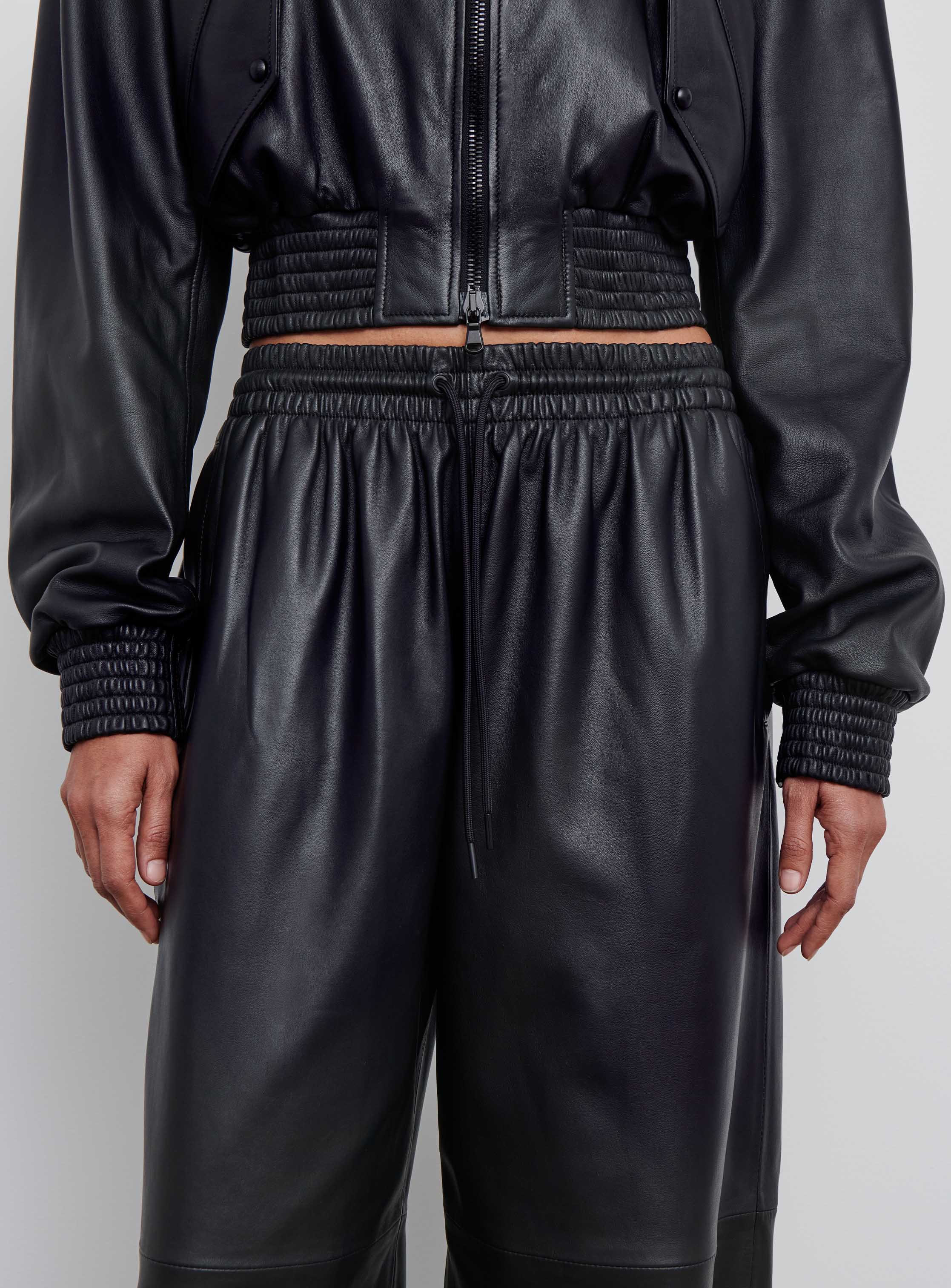 Leather Tailored Crop Bomber - Image 11