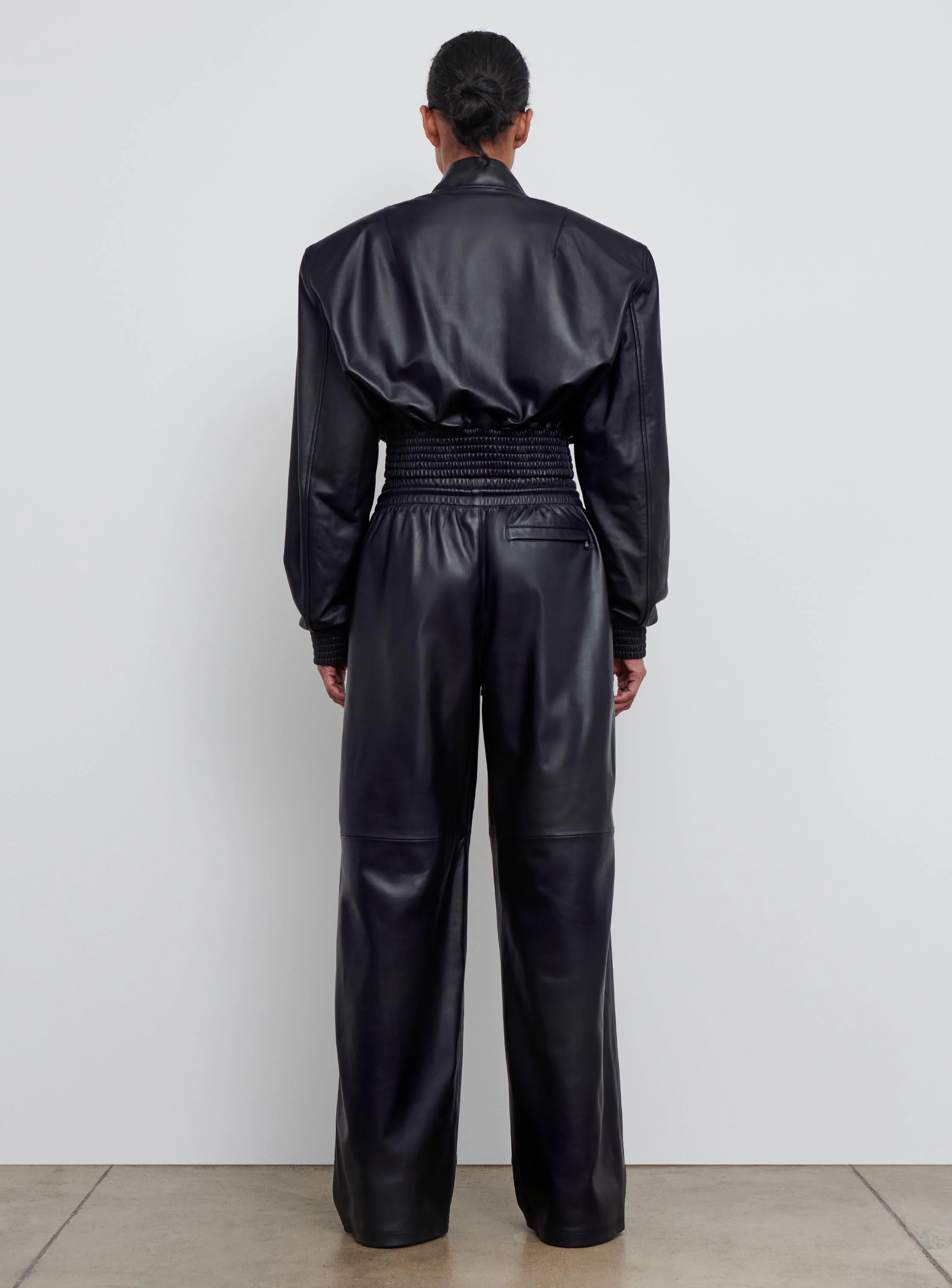 Leather Tailored Crop Bomber - Image 5