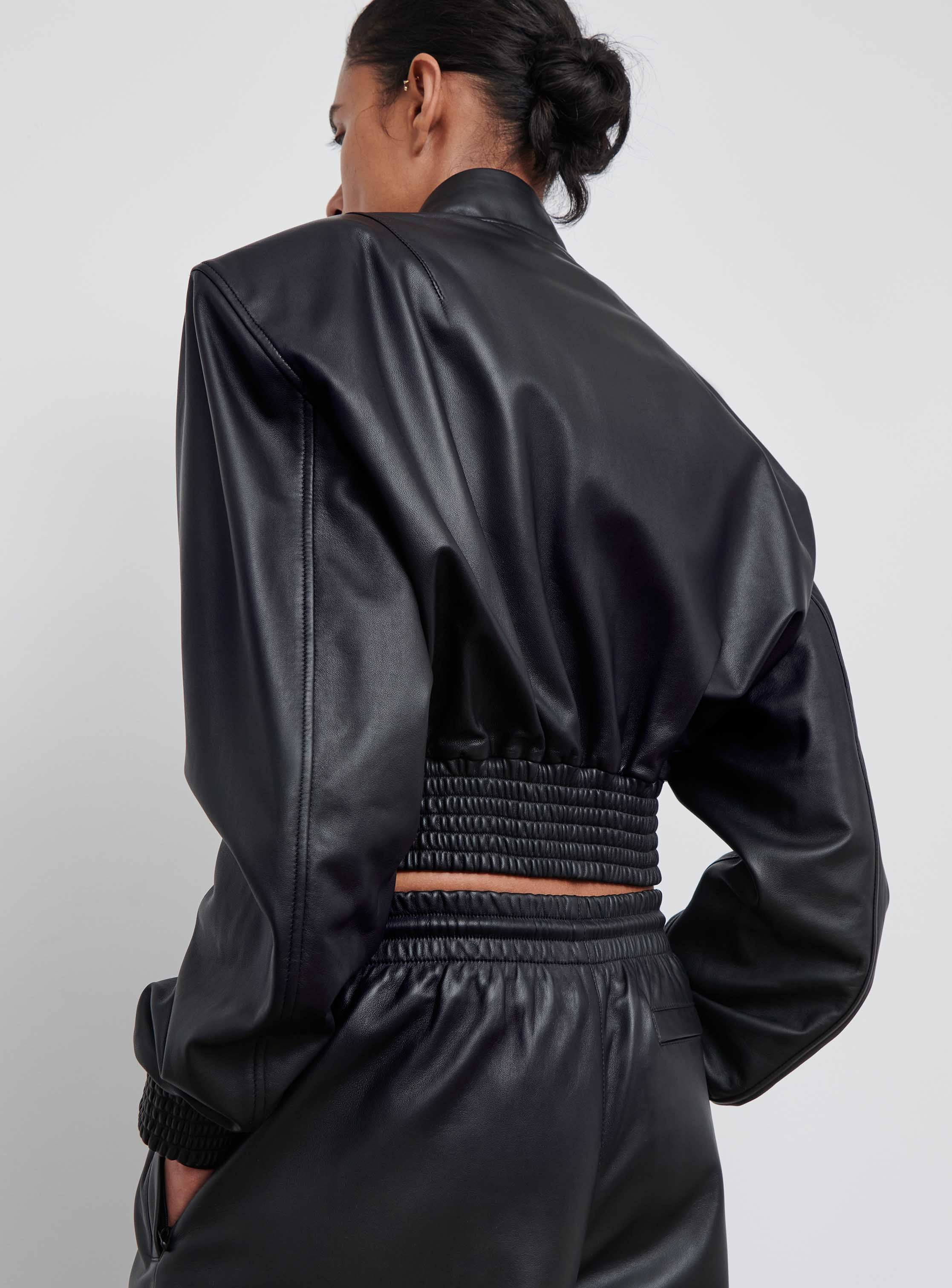 Leather Tailored Crop Bomber - Image 8
