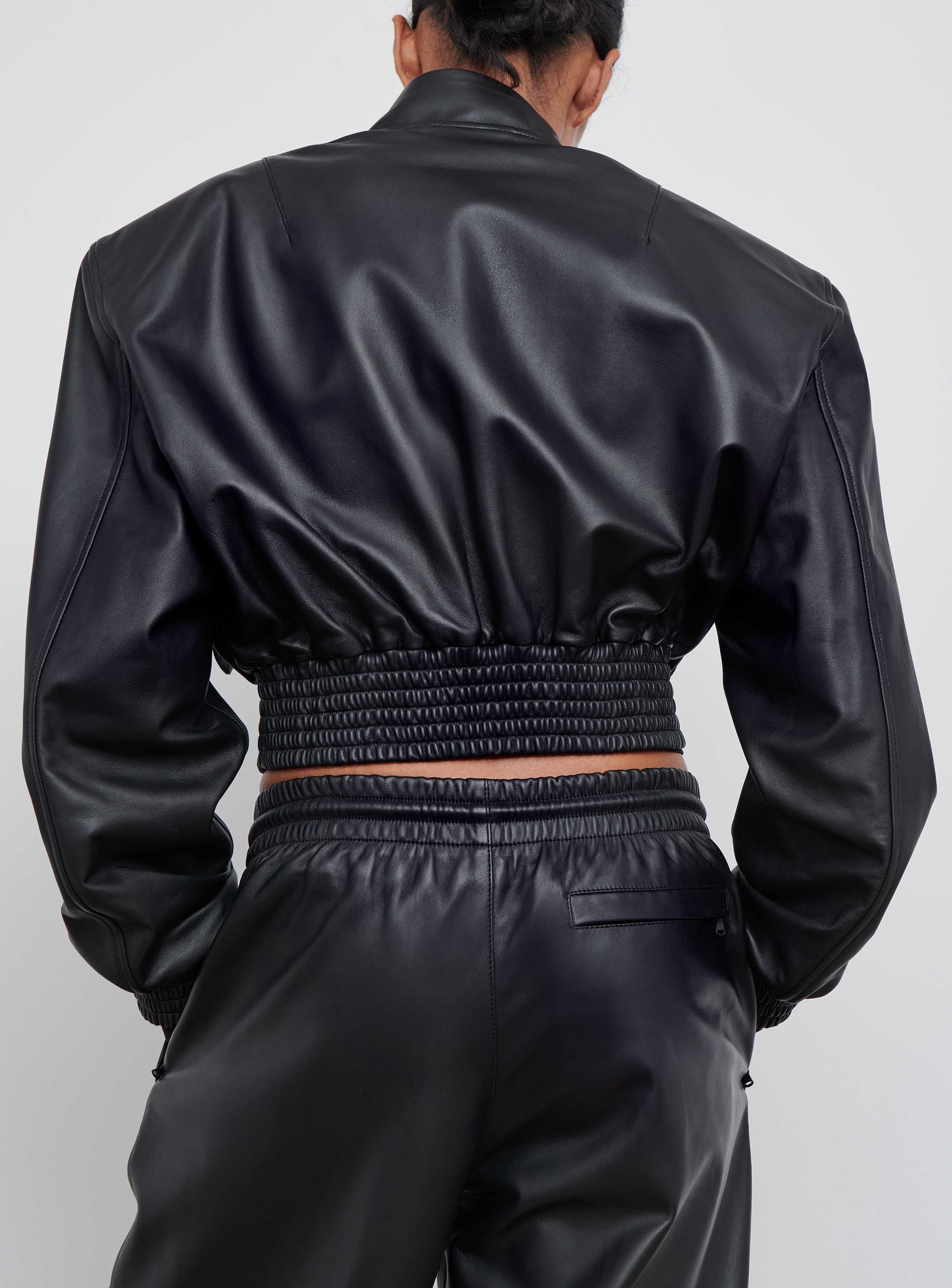 Leather Tailored Crop Bomber - Image 9